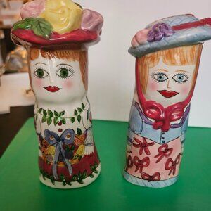 Susan Paley Bella Casa By Ganz Salt & Pepper Shakers Ladies Dressed Up Hats